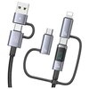 Kabel USB-C/USB-A - USB-C/Micro USB/Lightning USAMS z wyświetlaczem 6w1 60W DP Fast Charging 1.2m Czarno-srebrny Długość [m] 1.2