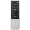 Na zdjęciu znajduje się pilot zdalnego sterowania z przyciskami oznaczonymi m.in. jako "VOLUME", "BT PAIR", "INPUTS", "AUX", "OPT", "WIFI", "TV", "WIFI PRESETS" oraz cyframi od 1 do 5. Na dolnej części pilota widnieje logo "audio pro".