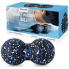 Opakowanie produktu z napisem "SPOKEY LIVE WITH PASSION! DOUBLE MASSAGE BALL GREAN BALL DUO" oraz "PODWÓJNA PIŁECZKA DO MASAŻU" w trzech językach. Na opakowaniu widoczna jest czarno-niebiesko-biała piłka do masażu, a poniżej znajdują się słowa "BEFORE & A