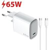 Ładowarka sieciowa CELLY GaN 65W Biały + Kabel USB-C