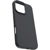 Czarne etui silikonowe z wycięciem na aparat, przeznaczone do telefonu Apple iPhone 16 Pro. Produkt ma gładką powierzchnię i otwory na przyciski oraz porty.