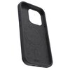 Czarne etui silikonowe z wycięciem na aparat i przyciski boczne, przeznaczone do telefonu Apple iPhone 16 Pro. Na wewnętrznej stronie etui widoczny jest okrągły wzór oraz napis "Etteri".