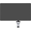 Czarny uchwyt do monitora ULTRADESK Branch Single 17-32 cali jest zamontowany na krawędzi biurka, z widocznymi portami USB na przedniej części. Uchwyt jest solidnie przymocowany, a monitor jest umieszczony w pozycji poziomej.