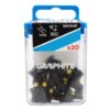 Przezroczyste opakowanie z niebieskim uchwytem zawiera czarne bity z żółtymi elementami, a na górze widnieje napis "GRAPHITE 56H549 TX10 IMPACT PROOF x20". Na przedniej części opakowania znajduje się logo "GRAPHITE".