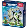 Pudełko zestawu LEGO 71487 DREAMZzz Przygody Z-Bloba - roboty i pojazdy, zawierającego 121 elementów, przedstawia kolorową grafikę z robotem i postacią z klocków na tle nieba i trawy. Na opakowaniu widnieje logo LEGO, napis "DREAMZzz", oznaczenie "20 IN 1