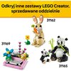 Na zdjęciu znajduje się grafika promująca zestawy LEGO Creator, z napisem "Odkryj inne zestawy LEGO Creator, sprzedawane oddzielnie" na żółtym tle. Widoczne są trzy modele LEGO: królik trzymający marchewkę z numerem 31162, maszyna do pisania z kwiatami z 