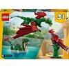 Opakowanie zestawu LEGO 31161 Creator 3w1 przedstawia trzy różne modele do zbudowania: latającego smoka, smoka wodnego oraz smoka stojącego na dwóch nogach. Na opakowaniu widoczne jest logo LEGO oraz napis "3 IN 1", a także adres strony internetowej "LEGO