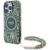Etui GUESS IML Flowers Allover Electro With Pearl Strap MagSafe do Apple iPhone 16 Pro Max Zielony
