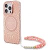 Etui GUESS IML Flowers Allover Electro With Pearl Strap MagSafe do Apple iPhone 16 Pro Różowy