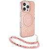 Etui GUESS IML Flowers Allover Electro With Pearl Strap MagSafe do Apple iPhone 16 Pro Różowy Model telefonu iPhone 16 Pro