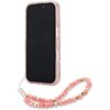 Etui GUESS IML Flowers Allover Electro With Pearl Strap MagSafe do Apple iPhone 16 Pro Różowy Dominujący kolor Różowy