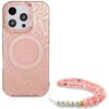 Etui GUESS IML Flowers Allover Electro With Pearl Strap MagSafe do Apple iPhone 16 Pro Max Różowy Seria telefonu iPhone