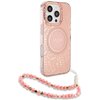 Etui GUESS IML Flowers Allover Electro With Pearl Strap MagSafe do Apple iPhone 16 Pro Max Różowy Model telefonu iPhone 16 Pro Max