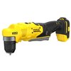 Żółto-czarna wiertarka kątowa z widocznym napisem "STANLEY FATMAX" oraz "V20 LITHIUM ION" na obudowie. Produkt ma ergonomiczny uchwyt i kompaktową konstrukcję.