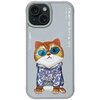 Etui NIMMY Glasses Cool Cat do Apple iPhone 15 Szary