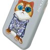 Etui NIMMY Glasses Cool Cat do Apple iPhone 15 Szary Materiał Poliester