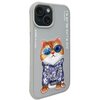 Etui NIMMY Glasses Cool Cat do Apple iPhone 15 Szary Etui wodoszczelne Nie