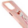 Różowe etui na telefon z nadrukiem kota w okularach przeciwsłonecznych i naszyjnikiem, z napisem "NIMMY DESIGN" oraz "What's your name again?". Na etui widoczne jest także logo "NIMMY".