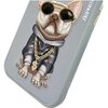 Etui NIMMY Glasses Cool Dog do Apple iPhone 15 Szary Materiał Poliester