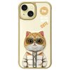 Etui na telefon w kolorze khaki przedstawia rysunek kota w okularach i kurtce. Na etui znajdują się napisy: "NOT COOL BUT I'M CUTE" oraz "NIMMY Friends".