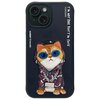 Czarne etui na telefon z grafiką kota w okularach przeciwsłonecznych i bluzie z kapturem, ozdobionej łańcuchem. Na etui widnieją napisy: "NIMMY Friends" oraz "I'M NOT COOL BUT I'M CUTE YD202205".