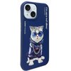 Niebieskie etui na telefon z grafiką kota w okularach przeciwsłonecznych, ubranego w bluzę z kapturem i łańcuchem. Na etui widoczne są napisy: "NIMMY Friends", "EDM" oraz "Funky and Unique V202103".