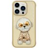 Etui na telefon w kolorze khaki przedstawia ilustrację psa w okularach przeciwsłonecznych i sweterku z wzorem. Na etui widnieją napisy: "NIMMY Friends" oraz "I've got my best friend".