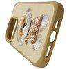Etui w kolorze khaki przedstawia ilustrację psa w okularach przeciwsłonecznych i z torebką na szyi. Na etui widoczny jest napis "NIMMY GLASSES".