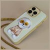 Etui na telefon w kolorze khaki z grafiką psa w okularach przeciwsłonecznych i sweterku w kratkę. Na etui widoczny jest tekst: "NIMMY DESIGN" oraz "good dog, happy mood".