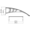 Na zdjęciu widoczny jest daszek z oznaczeniami wymiarów: 23,5 cm, 15 cm, 115 cm i 120 cm. Daszek ma zakrzywioną konstrukcję z widocznymi elementami wspierającymi.
