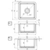 Schemat techniczny zlewozmywaka jednokomorowego z wymiarami: 457x457 mm, średnica otworu odpływowego 3,5 cala, głębokość 205 mm, z oznaczeniami R20 i dodatkowymi wymiarami bocznymi. Widoczne są przekroje boczne i górne zlewozmywaka oraz ikony przedstawiaj