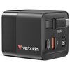 Ładowarka sieciowa VERBATIM GaN 65W + Adapter EU/UK/US Czarny
