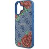Etui GUESS 4G Flowers Print MagSafe do Apple iPhone 16 Niebieski Dominujący kolor Niebieski