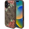 Etui GUESS 4G Flowers Print MagSafe do Apple iPhone 16 Brązowy