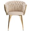Krzesło EHOKERY Cofton Gold Velvet Beżowy Materiał Metal
