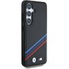 Czarne etui na telefon z widocznymi przyciskami bocznymi, zaprojektowane dla modelu Samsung Galaxy S25. Na ekranie telefonu wyświetlany jest abstrakcyjny wzór w odcieniach fioletu i szarości.