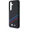 Czarne etui na telefon z wycięciem na aparat oraz białym okręgiem wewnątrz, przeznaczone do modelu Samsung Galaxy S25. Na bocznej krawędzi znajdują się przyciski funkcyjne.