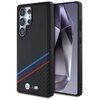 Etui BMW Leather Tricolor Crossing Stripes MagSafe do Samsung Galaxy S25 Ultra Czarny