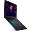 Laptop z kolorową klawiaturą podświetlaną w odcieniach niebieskiego i różowego, z wyświetlaczem pokazującym kolorową grafikę z motywem smoka. Na obudowie widoczne jest logo "MSI".