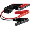 Część urządzenia rozruchowego z widocznymi dwoma portami USB oznaczonymi jako "Out 5V/2A" i "Out 5V/9V". Obok portów znajduje się napis "JUMPER CABLE" z ikoną samochodu oraz świecąca latarka.