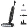 Na obrazie znajduje się elektryczny mop z widocznym logo "Tefal X-Force" na obudowie, a obok niego przedstawione są akcesoria, takie jak filtr, rolka czyszcząca, szczotka do czyszczenia oraz stacja dokująca. Produkt jest dostępny w sklepie Media Expert.