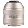Metalowy adapter z widocznym oznaczeniem "M5-M12" na powierzchni, posiadający teksturowaną powierzchnię dla lepszego chwytu. Produkt ma cylindryczny kształt z lekko stożkowym zakończeniem.