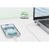 Na zdjęciu widać biały kabel USB - USB Typ-C podłączony do smartfona i laptopa, z wyświetlaczem smartfona pokazującym 98% naładowania. Nad urządzeniami znajduje się grafika z napisem "480 Mb/s Prędkość".