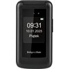 Czarny telefon z klapką marki Krüger&Matz, na ekranie wyświetla godzinę 09:31, datę 10.01.2025 oraz dzień tygodnia "Piątek". Na obudowie widoczne jest logo "Krüger&Matz".