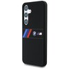 Etui BMW Silicone Middle Tricolor Stripes MagSafe do Samsung Galaxy S25 Czarny Seria telefonu Galaxy S