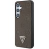 Etui GUESS Grained Hot Stamp Peony Pattern Triangle Logo MagSafe do Samsung Galaxy S25 Brązowy Seria telefonu Galaxy S
