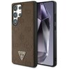Etui GUESS Grained Hot Stamp Peony Pattern Triangle Logo MagSafe do Samsung Galaxy S25 Ultra Brązowy