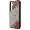 Czarne etui na telefon z wycięciem na aparat i przyciski boczne. Wewnątrz widoczny jest okrągły wzór z napisem "GUESS" oraz "DESIGNED IN CALIFORNIA".