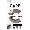 Opakowanie produktu zawiera duży napis "CARE by PanzerGlass" oraz "Magnetic QI Compatible SMOKEY CASE". Na dole opakowania znajduje się informacja "for Samsung Galaxy S25+" oraz ikony z opisami: "3.6 meter drop tested", "Slim yet strong", "Enhanced camera