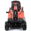 Czerwony traktor ogrodowy z czarnym siedzeniem i kierownicą, na przodzie widoczne logo "Faworyt" oraz napis "65CM". Traktor ma duże, wyraźne opony i dźwignie po obu stronach.